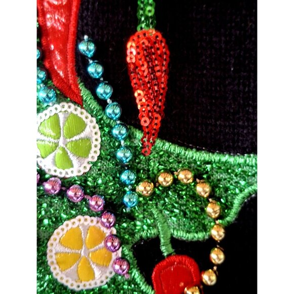 Feliz Navidad Christmas Ugly Sweater With Embellishments & Bell Sleeves - Picture 11 of 16
